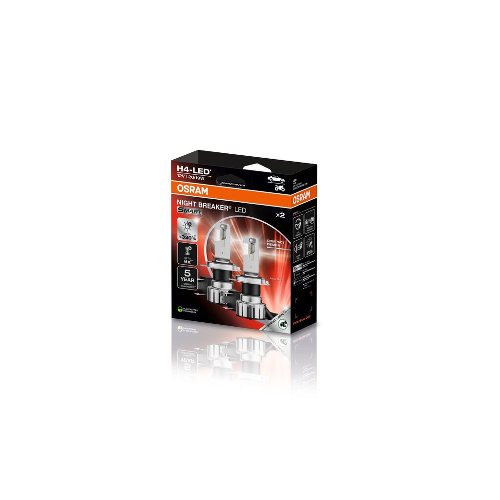 OSRAM 64193DWNBSM-2HB NIGHT BREAKER® LED SMART H4 Glühlampe, Fernscheinwerfer